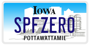 SPFZERO license plate in Iowa