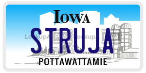 STRUJA license plate in Iowa