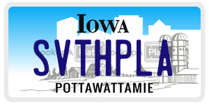 SVTHPLA license plate in Iowa