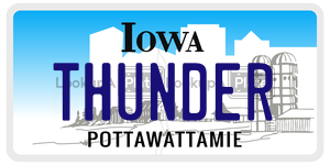 THUNDER  license plate in IA