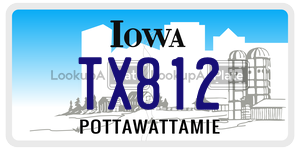 TX812  license plate in IA