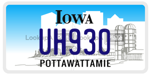 UH930 license plate in Iowa