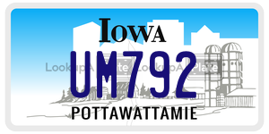 UM792 license plate in Iowa