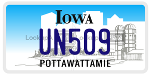 UN509 license plate in Iowa