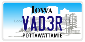 VAD3R license plate in Iowa