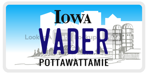 VADER  license plate in IA