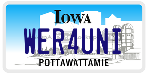 WER4UNI  license plate in IA