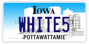WHITE5 license plate in Iowa
