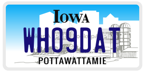 WHO9DAT  license plate in IA