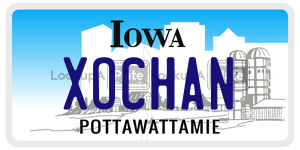 XOCHAN license plate in Iowa