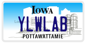 YLWLAB  license plate in IA