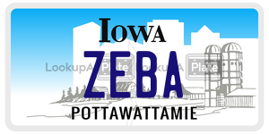 ZEBA  license plate in IA