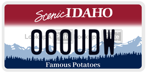 000UDW license plate in Idaho