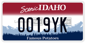 0019YK  license plate in ID