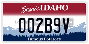 002B9V  license plate in ID