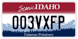 003VXFP  license plate in ID