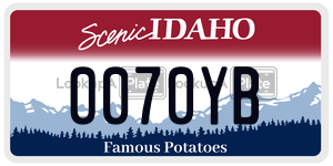 0070YB  license plate in ID