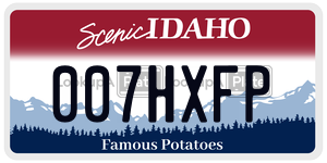 007HXFP  license plate in ID