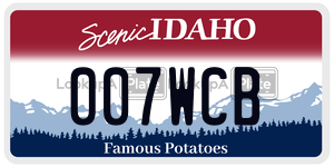 007WCB  license plate in ID