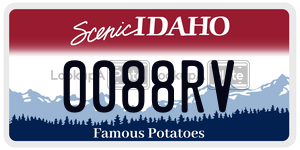 0088RV  license plate in ID