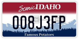 008J3FP  license plate in ID