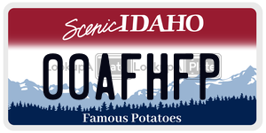 00AFHFP  license plate in ID