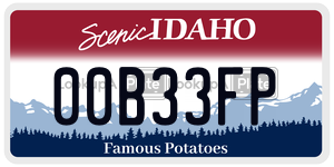 00B33FP  license plate in ID
