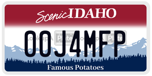 00J4MFP  license plate in ID