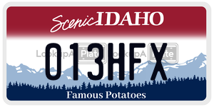 013HFX license plate in Idaho