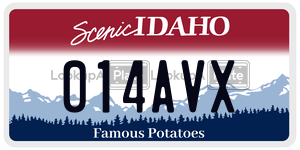 014AVX  license plate in ID