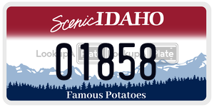 01858  license plate in ID