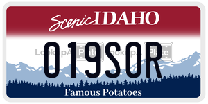 019S0R  license plate in ID