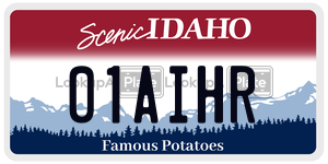 01AIHR  license plate in ID