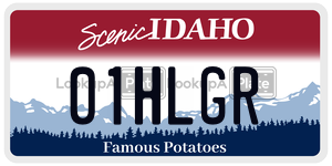 01HLGR  license plate in ID