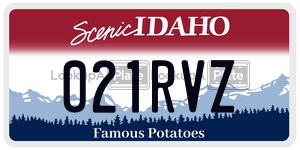 021RVZ license plate in Idaho