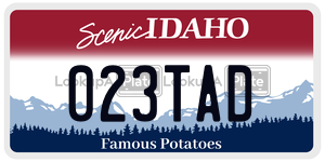 023TAD license plate in Idaho