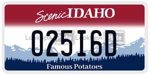025I6D license plate in Idaho