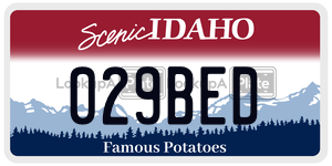 029BED  license plate in ID