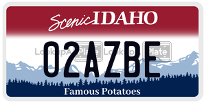 02AZBE  license plate in ID