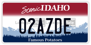 02AZDE  license plate in ID