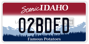 02BDED  license plate in ID