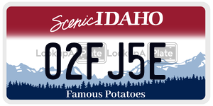 02FJ5E  license plate in ID