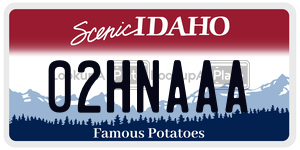 02HNAAA  license plate in ID