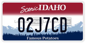 02J7CD  license plate in ID