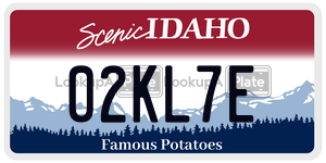 02KL7E  license plate in ID