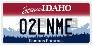 02LNME  license plate in ID
