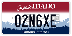 02N6XE  license plate in ID