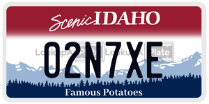 02N7XE  license plate in ID