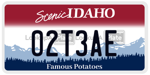 02T3AE  license plate in ID