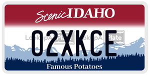 02XKCE  license plate in ID